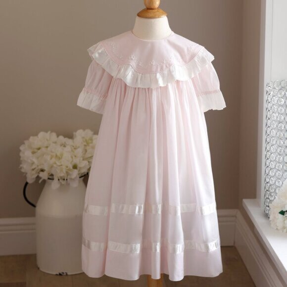 Strasburg Dress Heirloom Pink with White Trim Special Occasion Perfect RARE FIND - Picture 3 of 6